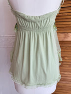 LM Lulu Green Multi Floral Appliqué Mesh Cami Top Size S