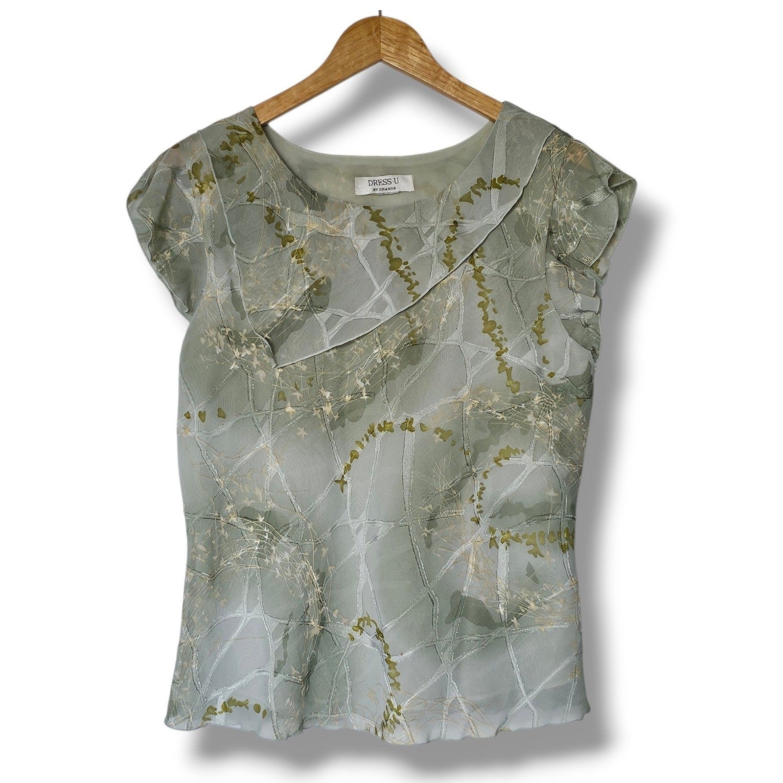 Vintage Y2K Sage Green Tiered Two Piece Skirt Set Size 14