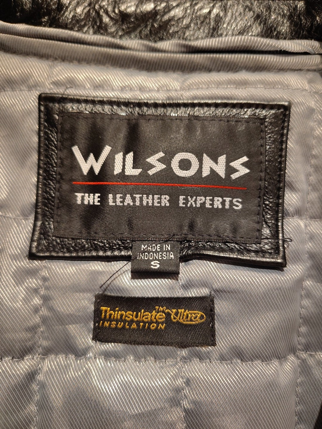 Vtg 90s Wilsons Black Leather Jacket Sz Small Fitted w/Belt Removable Thinsulate