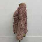 Vintage Y2K Pastel Pink Purple Rabbit & Fox Fur Y2K Jacket Coat