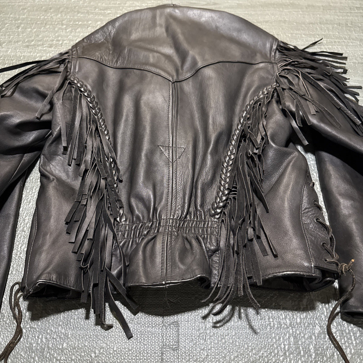 Vintage Route 66 Jacket Leather Fringe Front Zip Black Womens 12 Biker Rodeo