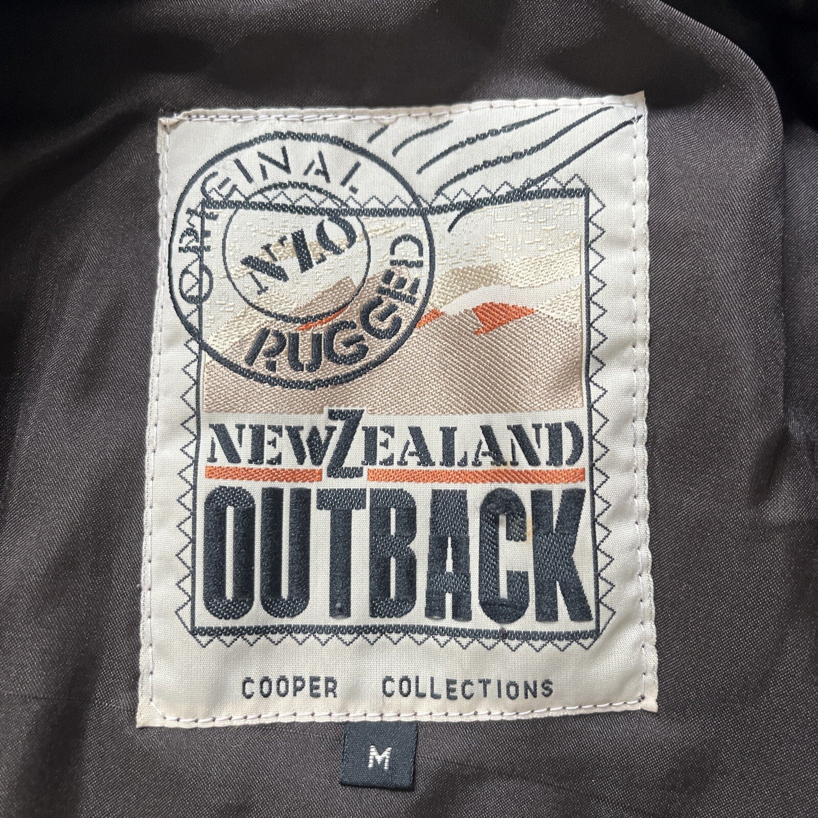 Vintage New Zealand Outback Bomber Jacket Leather Dark Brown Medium