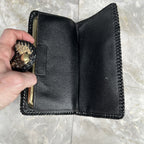 Vintage Handmade Python Skin Clutch Check Wallet With Pen Holder