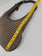Lauren Ralph Lauren Brown Houndstooth Wool Blend Shoulder Bag Y2K