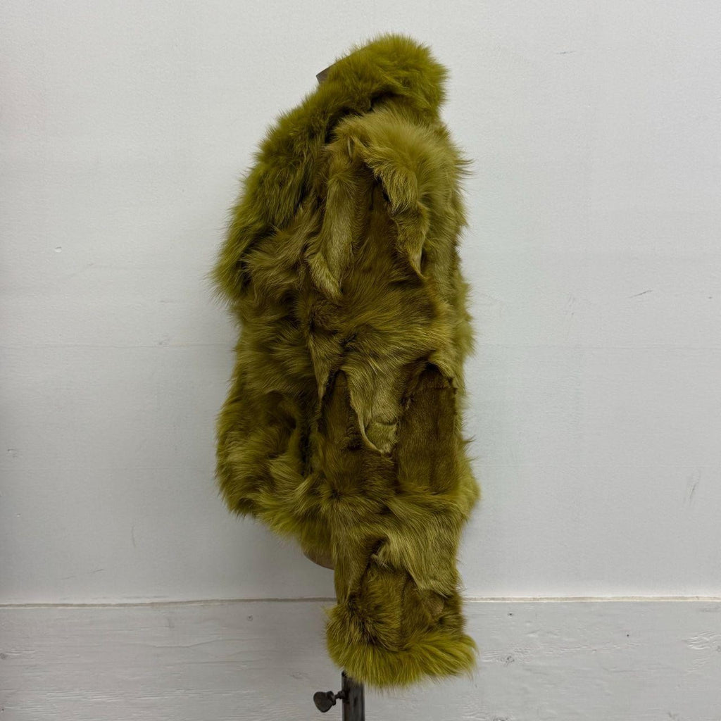 Vintage Y2K Green Chartreuse Fox Fur Jacket