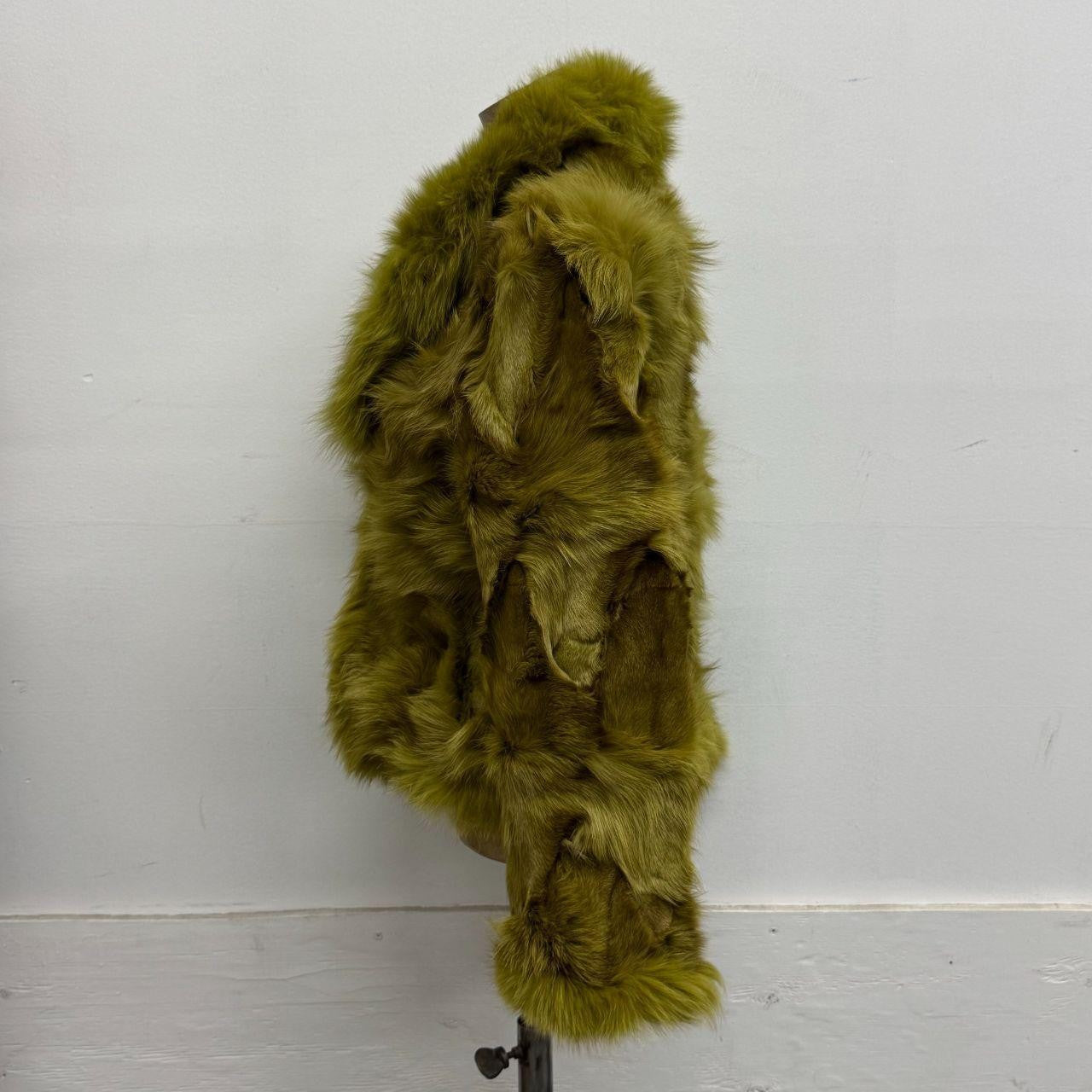 Vintage Y2K Green Chartreuse Fox Fur Jacket