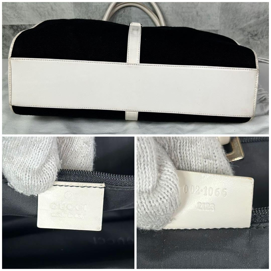 Gucci Jackie Shoulder Bag GG Canvas Leather Black