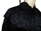 Vintage 1800's Victorian Gothic Black Lace Capelet w/ Beads  + Ruffle Size Small