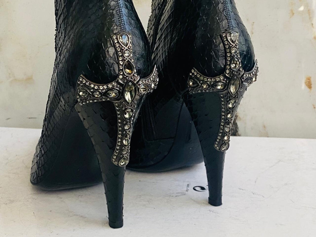 Gianmarco Lorenzi Best Women Boots  Premium Snake Leather High Heels Size 39