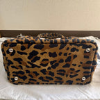 PRADA Canapa Leopard Print 2Way Tote Bag Brown Canvas USED from Japan #SA