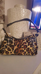 Kathy Van Zeeland Y2K Leopard Print Shoulder Bag with Studded Zipper
