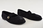 Chanel 25B Black Suede Shearling Fur Mary Jane Moccasin Ballet Loafer Flat 38