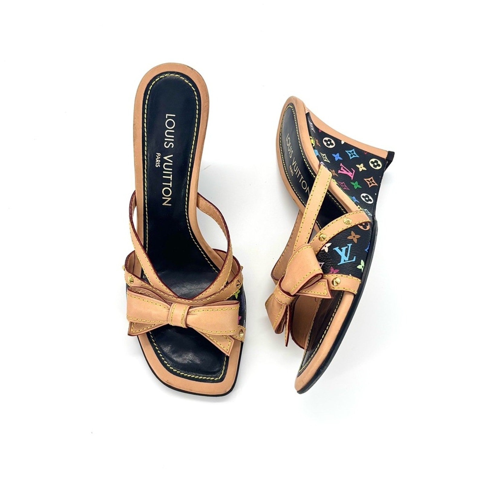 Louis Vuitton Takashi Murakami Retro Vintage Bow Monogram Wedge Sandals 37.5