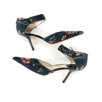 Vintage Dior SS 2002 Floral Print Bow Detail Pointed Toe High Heel Pumps 40.5