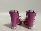 Vtg Dolce & Gabbana Pink Lucite Wedge Sandal Heels 35