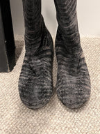 GIUSEPPE ZANOTTI Suede Croc Print Ballet Flat Pull On Boot Boots 38.5 / 8.5 Zip