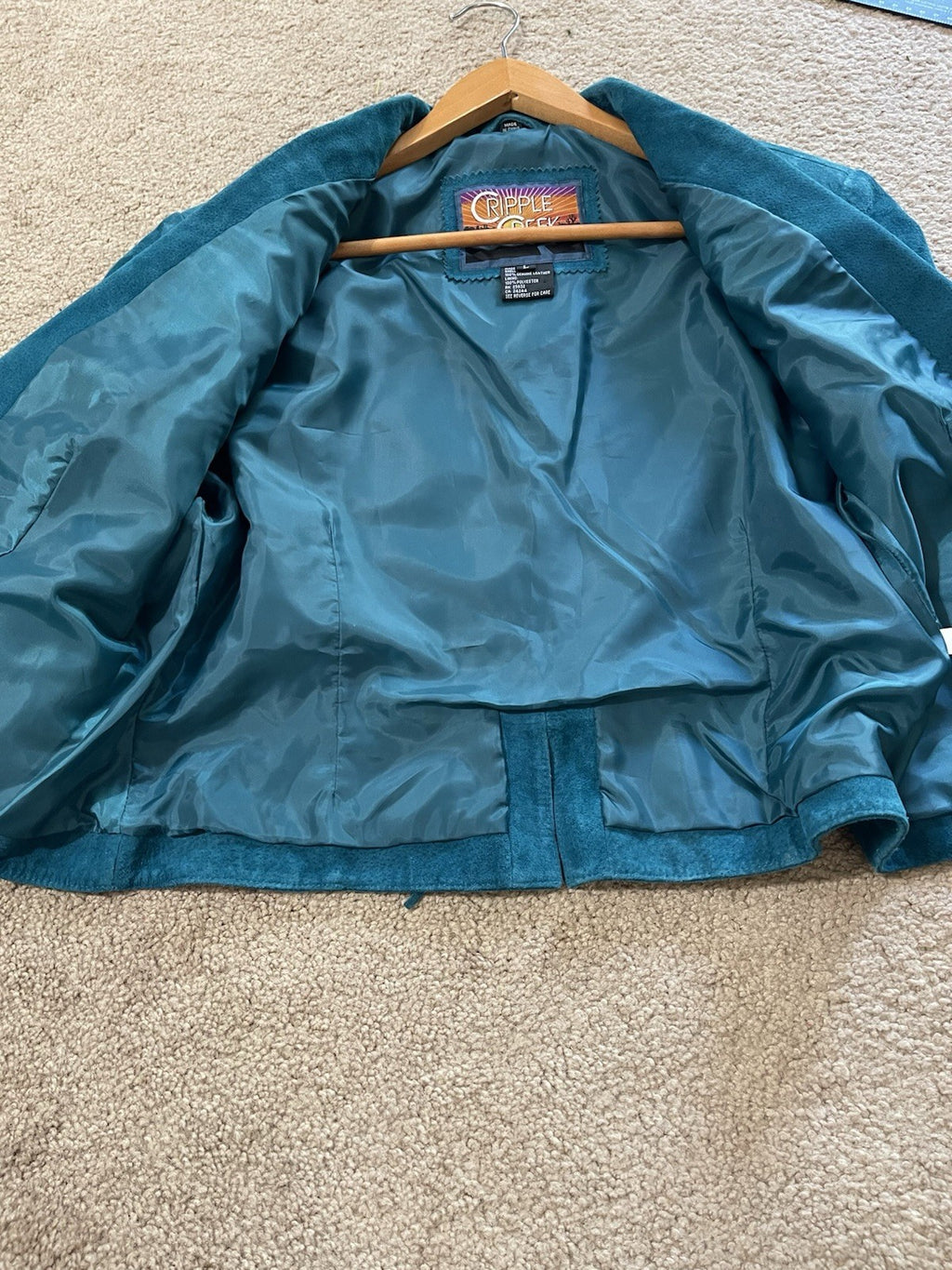 Cripple Creek Suede Leather Jacket Teal Large