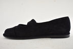 Chanel 25B Black Suede Shearling Fur Mary Jane Moccasin Ballet Loafer Flat 38