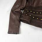 Riri Studded Leather Jacket Brown Small