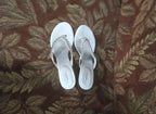 Vintage X-Appeal Zaza Metallic Silver Rhinestone Chain Kitten Heels