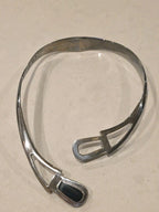 Taxco Onyx Sterling Silver Modernist Biomorphic Choker Necklace