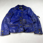 Franco Favori Vintage Real Leather Jacket Small Blue