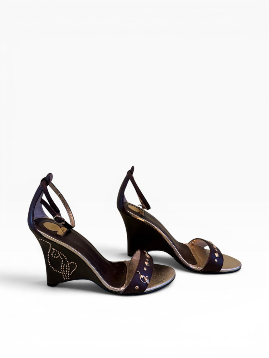 Baby Phat Y2K Brown Studded Wedge Sandal Size 7 Heels