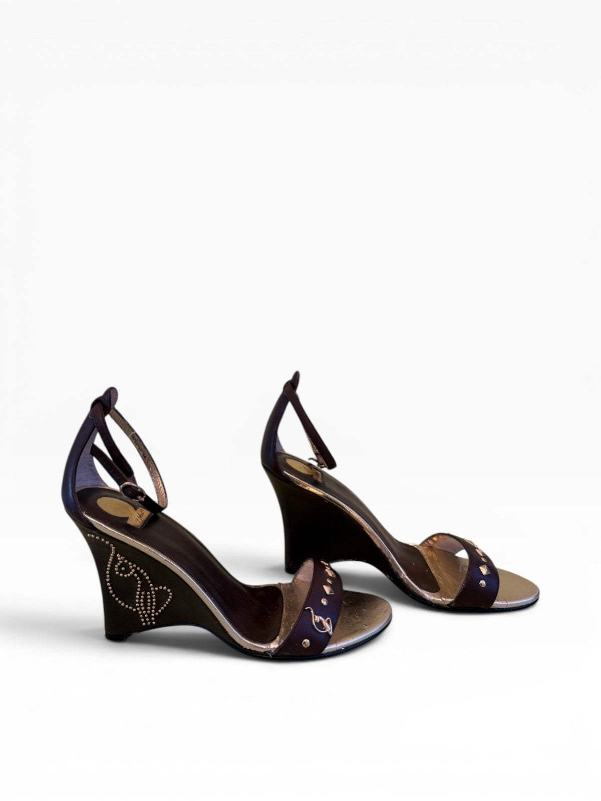 Baby Phat Y2K Brown Studded Wedge Sandal Size 7 Heels
