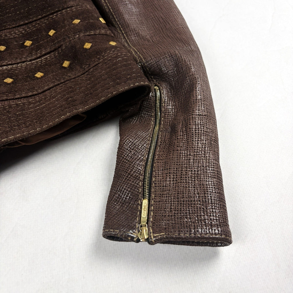 Riri Studded Leather Jacket Brown Small
