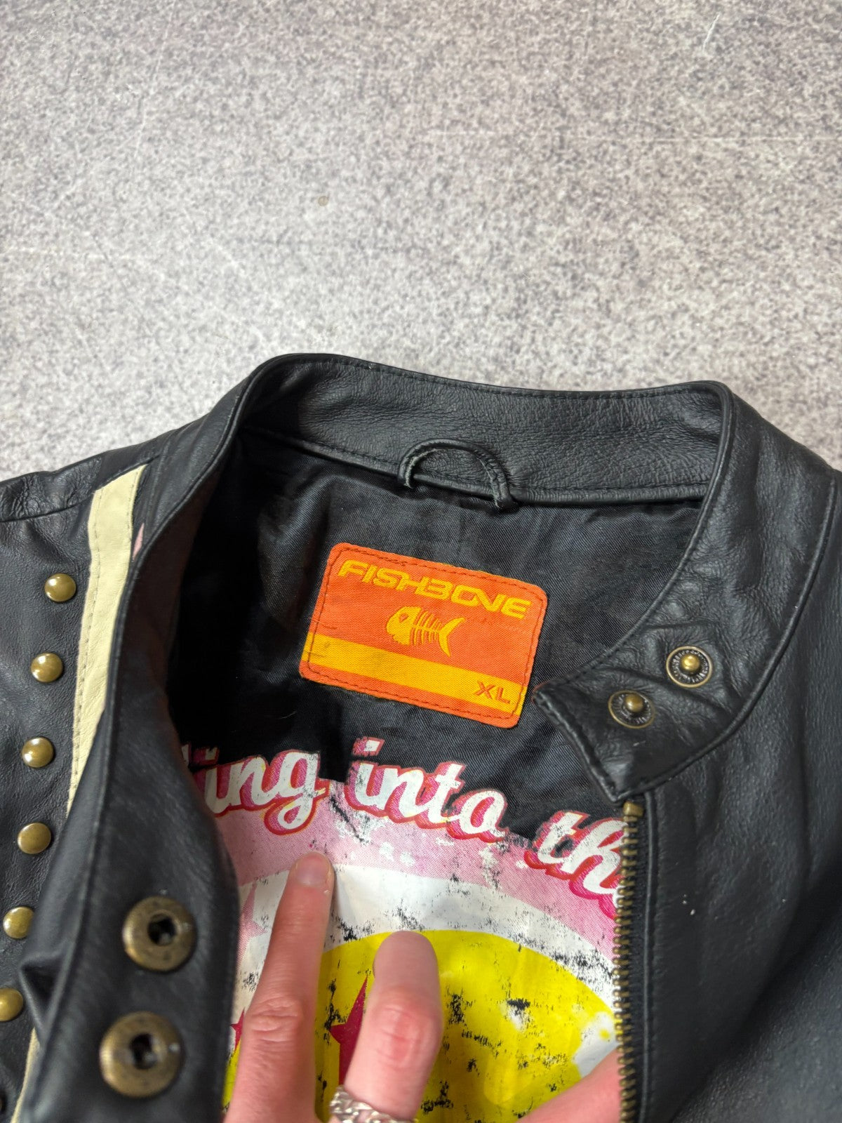 VTG Yohji Yamamoto Style Streetwear Racing Cropped Leather Jacket Fishbone