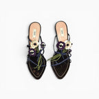 Vintage Prada Leather Flower Mule Heels