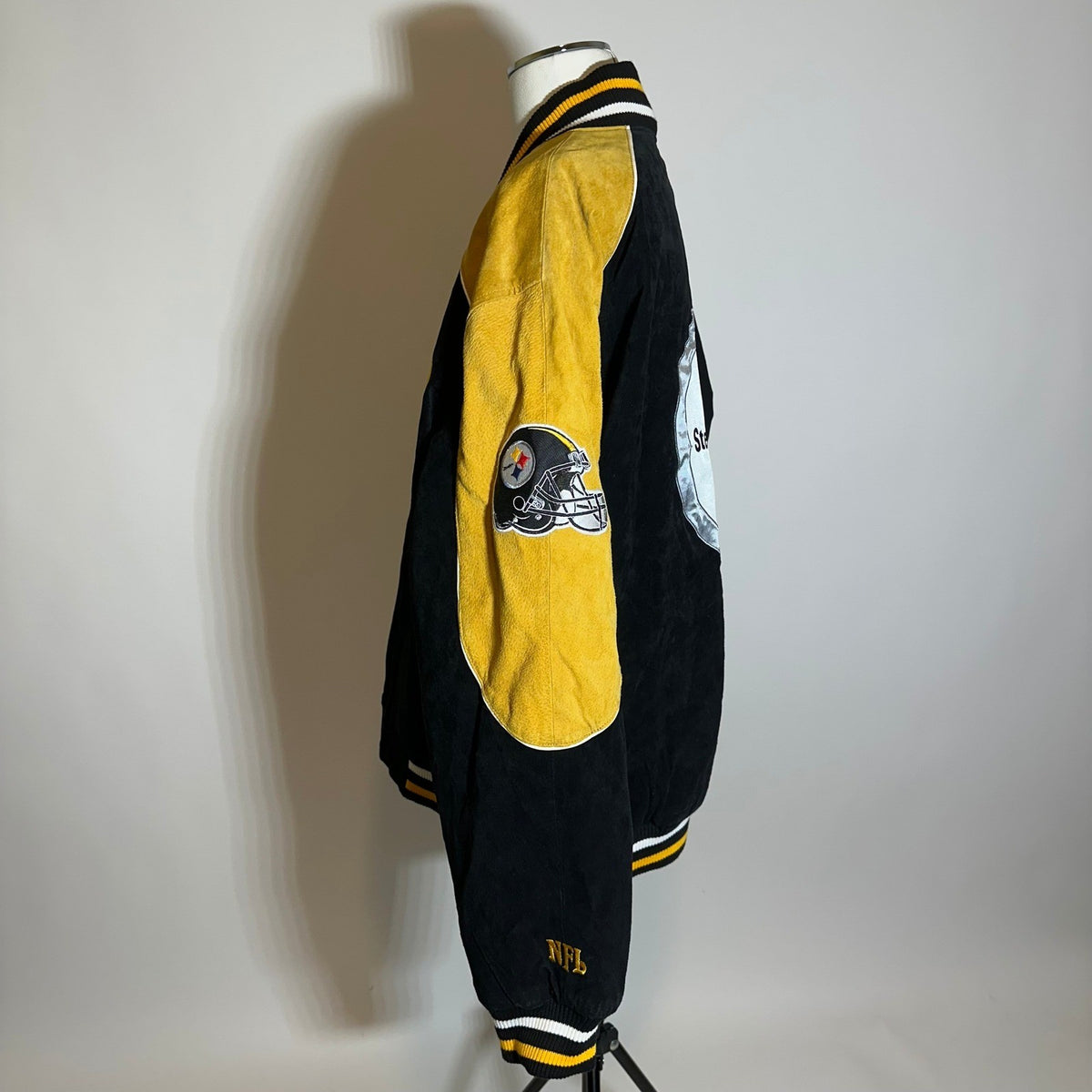 G-III Pittsburgh Steelers Suede Leather Jacket Black and Yellow Men's XL