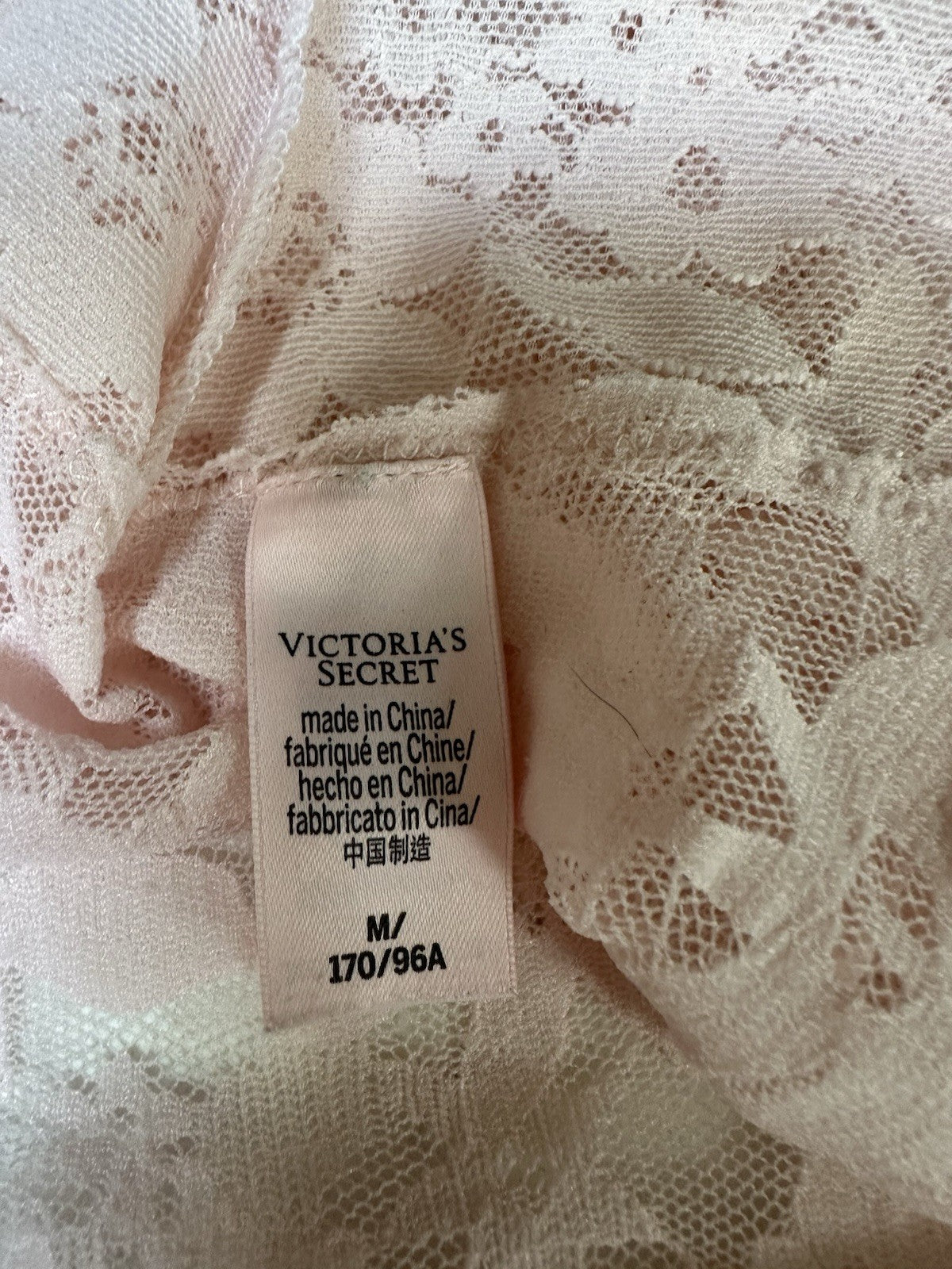 Victorias Secret Lace Chemise Pink Lingerie Slip Dress Babydoll Sheer Coquette M