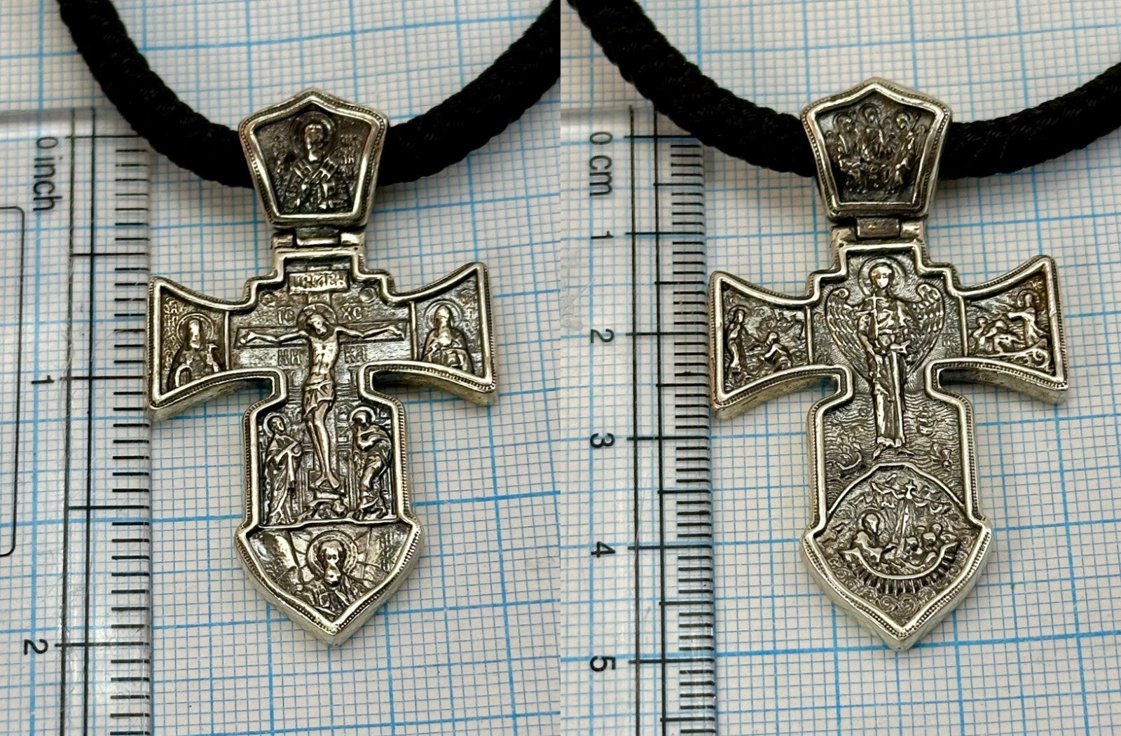 Chic Original Vintage Sterling Silver 925 Silk Necklace & Cross 60 cm, 55,09 g.