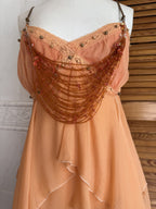 Lululemon Silk Orange Floral Beaded Cami and Skirt Set XS