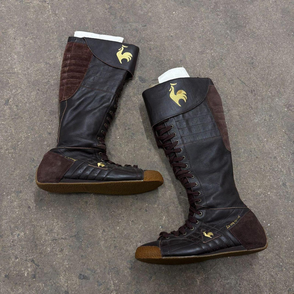 Vintage Le Coq Sportif Genuine Leather Boxing Boots Brown 39
