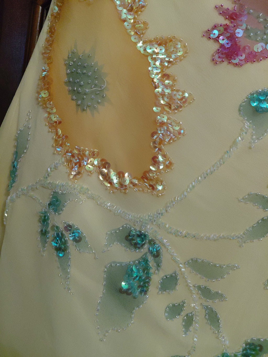 Vintage Cache Yellow Beaded Maxi Dress