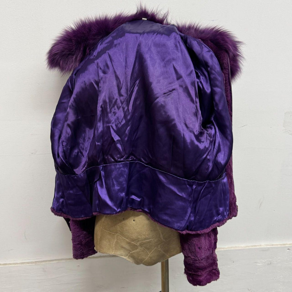 Vintage Y2K Purple Rabbit and Fox Fur Jacket