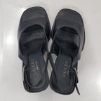 Gucci 1990s Black Leather Slingback Sandals Size 8.5