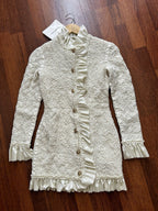 Alexander Wang Smocked Ruffle Long Jacket Dress S In Vintage White