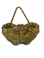 JUDITH LEIBER SWAROVSKI CRYSTAL CELESTRINA GOLD BUTTERFLY BAG MINAUDIERE CLUTCH