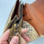 Vintage 1940s Genuine Python Snakeskin Clutch Purse Talon Hand Bag Exotic