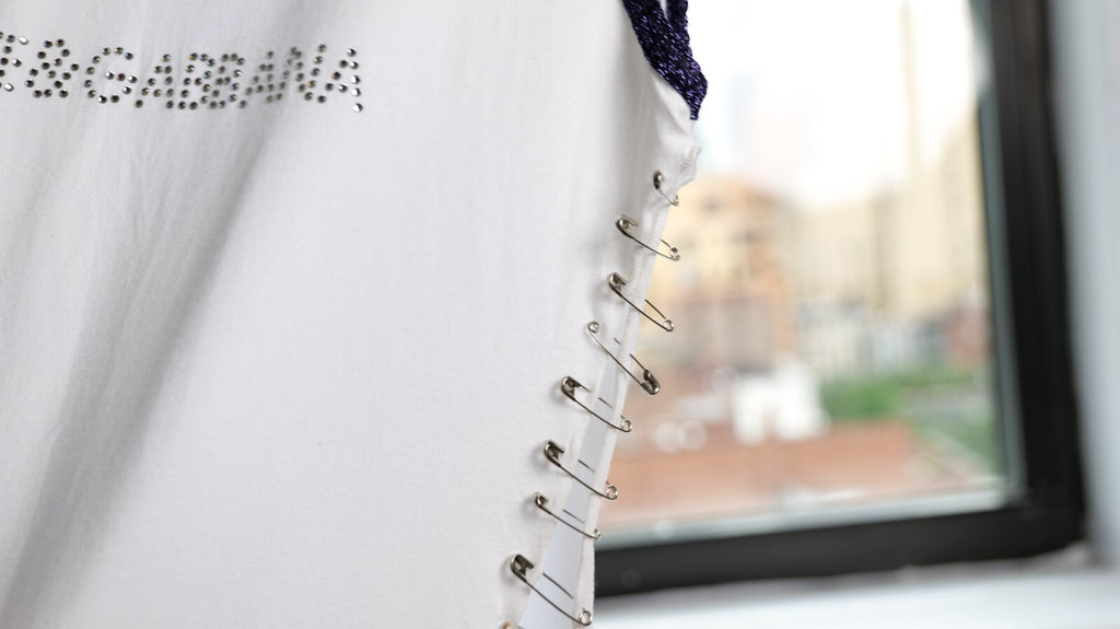 Dolce & Gabbana Vintage Purple Runway Pin Logo Outline Tank Top (S/S 2001 )