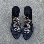 Giuseppe Zanotti S/S 2004 Dragon Black Satin Heels