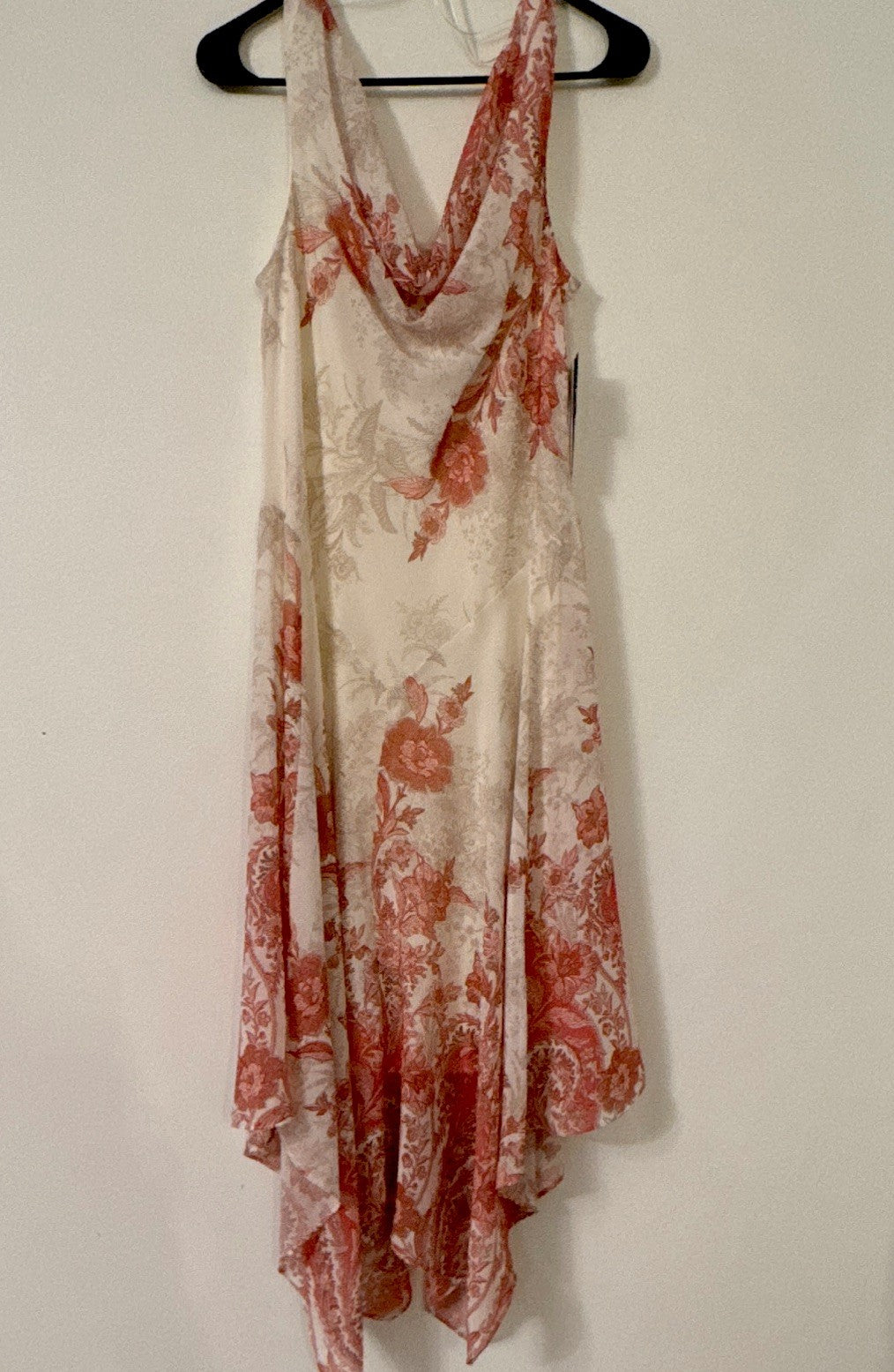 Signature by Robbie Bee Floral Ball Gown Midi Dress Size 8 Ivory Coral