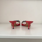 Vintage Casadei Red Patent Leather Kitten Heels Mules Size US 8 - EUR 38