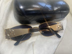 CHANEL Sunglasses Mirror Logo Lense Gold metal Frame