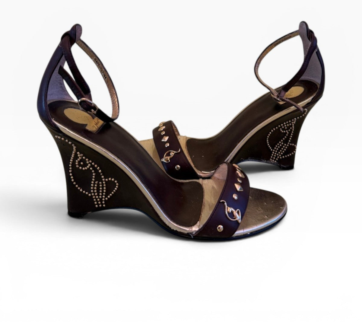 Baby Phat Y2K Brown Studded Wedge Sandal Size 7 Heels