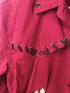 Vintage Tillman Western Button Up Womens Red Shirt Leather Grommets SZM   B2