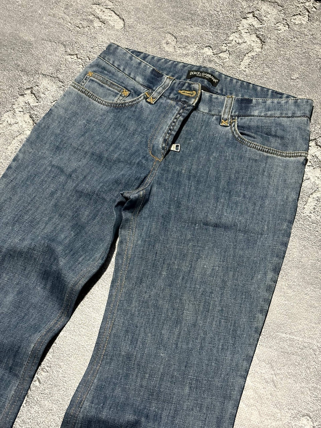 Vintage Dolce & Gabbana Blue Flare Jeans Y2K Denim Bell Bottoms Made Italy Sz 40